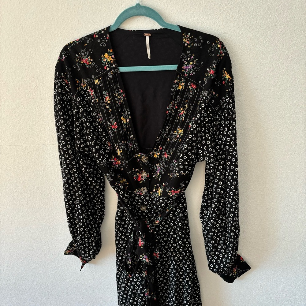 Free People Wonderland Mini Dress Black Floral - Picture 5 of 6
